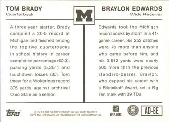 2009 Topps Magic - Alumni #AD-BE Tom Brady / Braylon Edwards Back