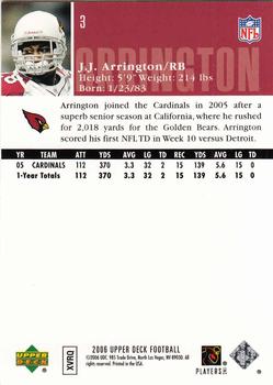 2006 Upper Deck #3 J.J. Arrington Back