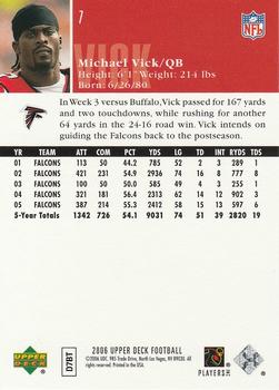 2006 Upper Deck #7 Michael Vick Back