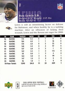 2006 Upper Deck #17 Ray Lewis Back
