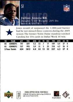 2006 Upper Deck #51 Julius Jones Back