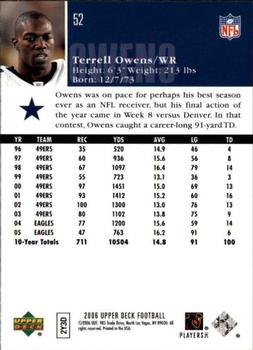 2006 Upper Deck #52 Terrell Owens Back