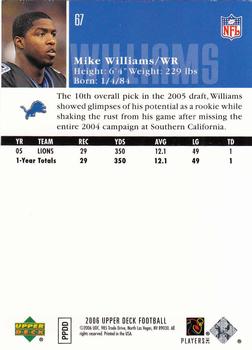 2006 Upper Deck #67 Mike Williams Back