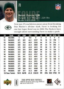 2006 Upper Deck #70 Brett Favre Back