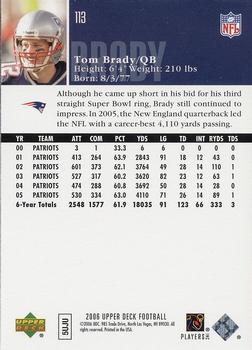 2006 Upper Deck #113 Tom Brady Back