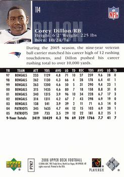 2006 Upper Deck #114 Corey Dillon Back