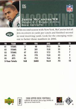 2006 Upper Deck #135 Justin McCareins Back