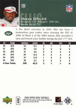 2006 Upper Deck #138 Shaun Ellis Back