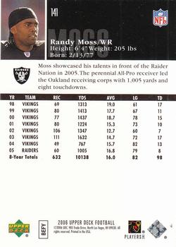 2006 Upper Deck #141 Randy Moss Back