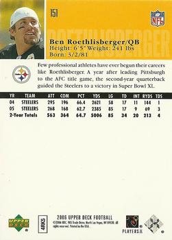 2006 Upper Deck #151 Ben Roethlisberger Back