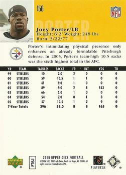 2006 Upper Deck #156 Joey Porter Back