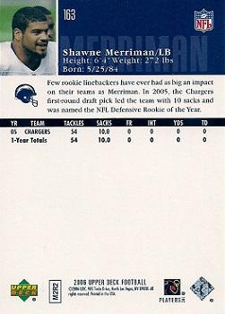 2006 Upper Deck #163 Shawne Merriman Back