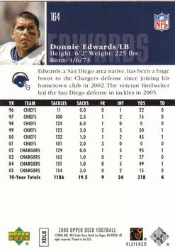 2006 Upper Deck #164 Donnie Edwards Back