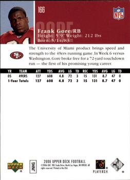 2006 Upper Deck #166 Frank Gore Back