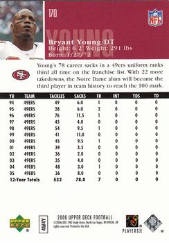 2006 Upper Deck #170 Bryant Young Back