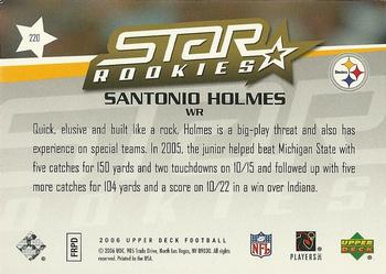 2006 Upper Deck #220 Santonio Holmes Back