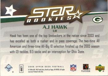 2006 Upper Deck #201 A.J. Hawk Back