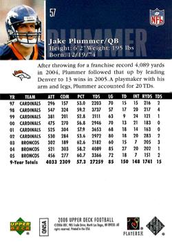 2006 Upper Deck #57 Jake Plummer Back