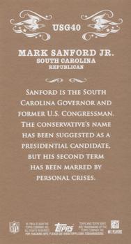 2009 Topps Mayo - United States Governors #USG40 Mark Sanford Jr. Back