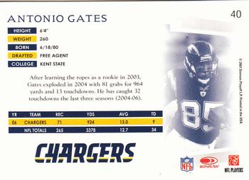 2007 Donruss Threads #40 Antonio Gates Back