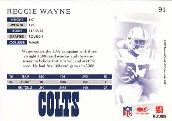 2007 Donruss Threads #91 Reggie Wayne Back