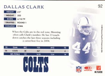 2007 Donruss Threads #92 Dallas Clark Back