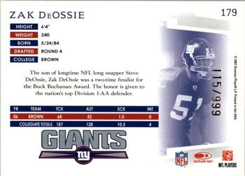 2007 Donruss Threads #179 Zak DeOssie Back