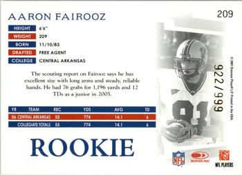 2007 Donruss Threads #209 Aaron Fairooz Back