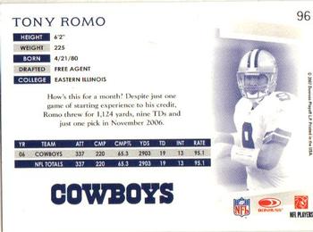 2007 Donruss Threads #96 Tony Romo Back