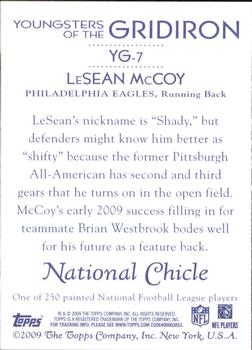 2009 Topps National Chicle - Youngsters of the Gridiron #YG-7 LeSean McCoy Back