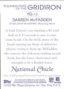 2009 Topps National Chicle - Youngsters of the Gridiron #YG-13 Darren McFadden Back