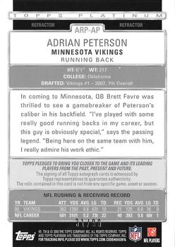 2009 Topps Platinum - Autographed Patches #ARP-AP Adrian Peterson Back