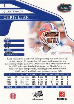 2007 Press Pass #1 Chris Leak Back