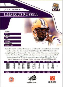 2007 Press Pass #3 JaMarcus Russell Back