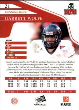 2007 Press Pass #21 Garrett Wolfe Back