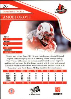 2007 Press Pass #26 Amobi Okoye Back
