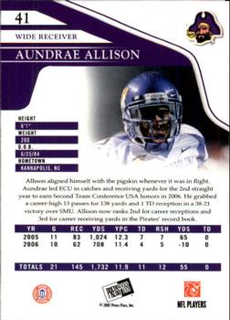 2007 Press Pass #41 Aundrae Allison Back