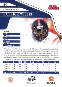 2007 Press Pass #50 Patrick Willis Back