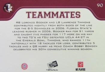2007 Press Pass #90 Lorenzo Booker / Lawrence Timmons Back