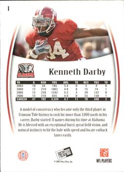 2007 Press Pass Legends #1 Kenneth Darby Back