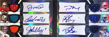 2009 Topps Triple Threads - Autographed Relic Double Combos Platinum #3 Joe Montana / Dan Marino / John Elway / Tom Brady / Peyton Manning / Drew Brees Front