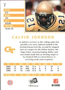 2007 Press Pass SE #7 Calvin Johnson Back