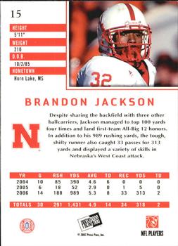 2007 Press Pass SE #15 Brandon Jackson Back
