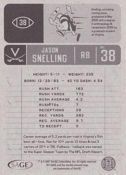 2007 SAGE HIT #38 Jason Snelling Back
