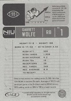 2007 SAGE HIT #55 Garrett Wolfe Back