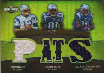 2009 Topps Triple Threads - Relic Combos Gold #TTRC-5 Tom Brady / Randy Moss / Laurence Maroney Front