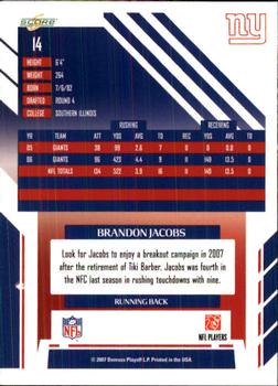 2007 Score #14 Brandon Jacobs Back