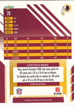 2007 Score #28 Santana Moss Back
