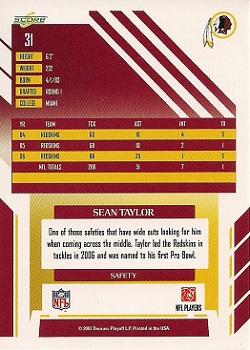 2007 Score #31 Sean Taylor Back