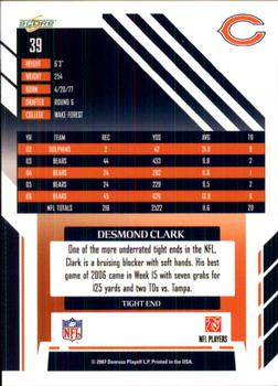 2007 Score #39 Desmond Clark Back